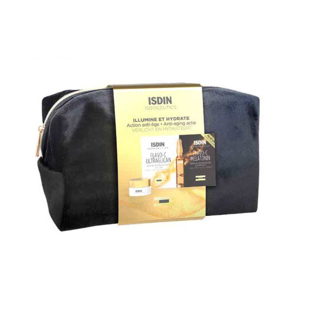 ISDIN FLAVO C TROUSSE ILLUMINE ET HYDRATE SERUM ULTRAGLICAN ANTIOXYDANT JOUR 10 AMPOULES SERUM MELATOIN NUIT 10 AMPOULES