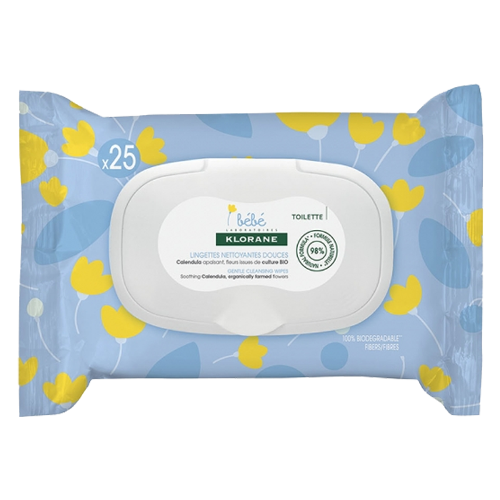 KLORANE BEBE LINGETTES NETTOYANTES AU CALENDULA 25 UNITES