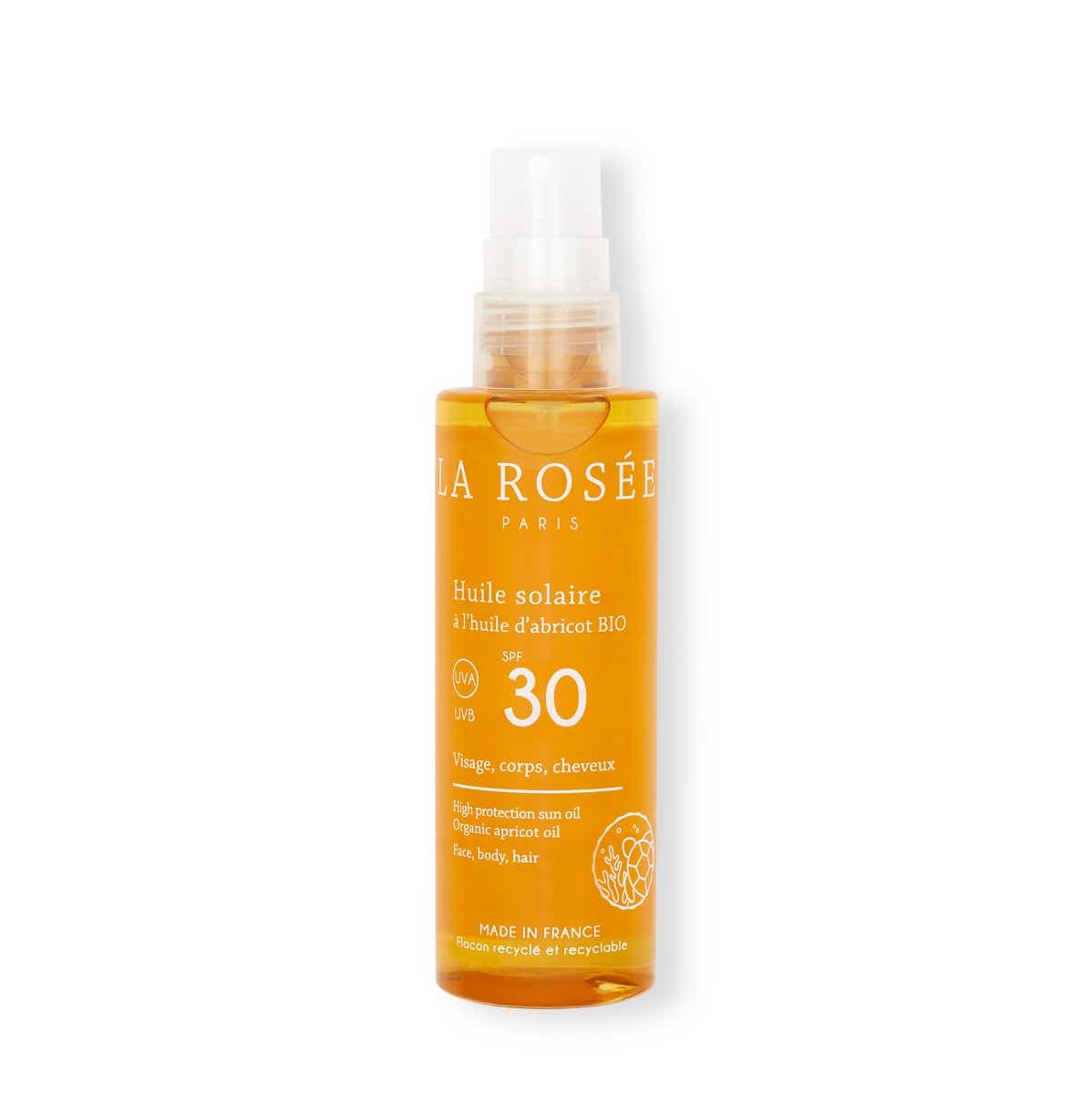 LA ROSEE HUILE SOLAIRE A L HUILE D ABRICOT BIO SPF30 VISAGE CORPS ET CHEVEUX 150ML