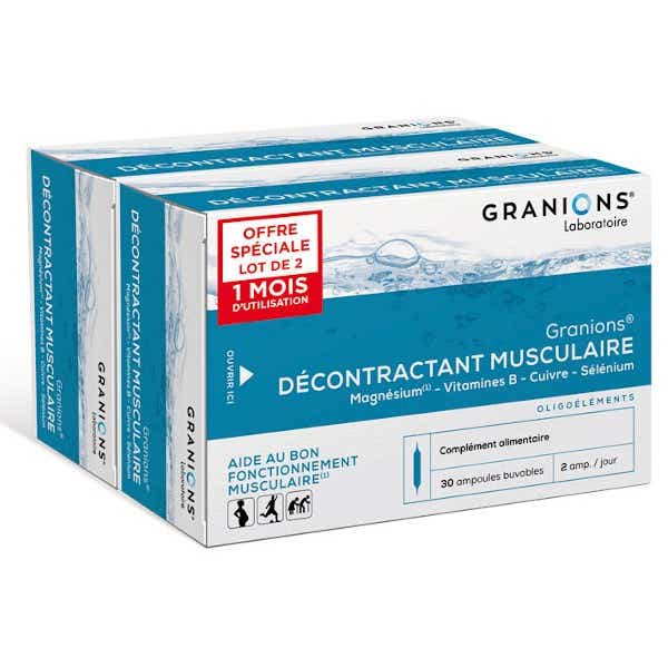 LABORATOIRE DES GRANIONS DECONTRACTANT MUSCULAIRE LOT DE 2X30 AMPOULES