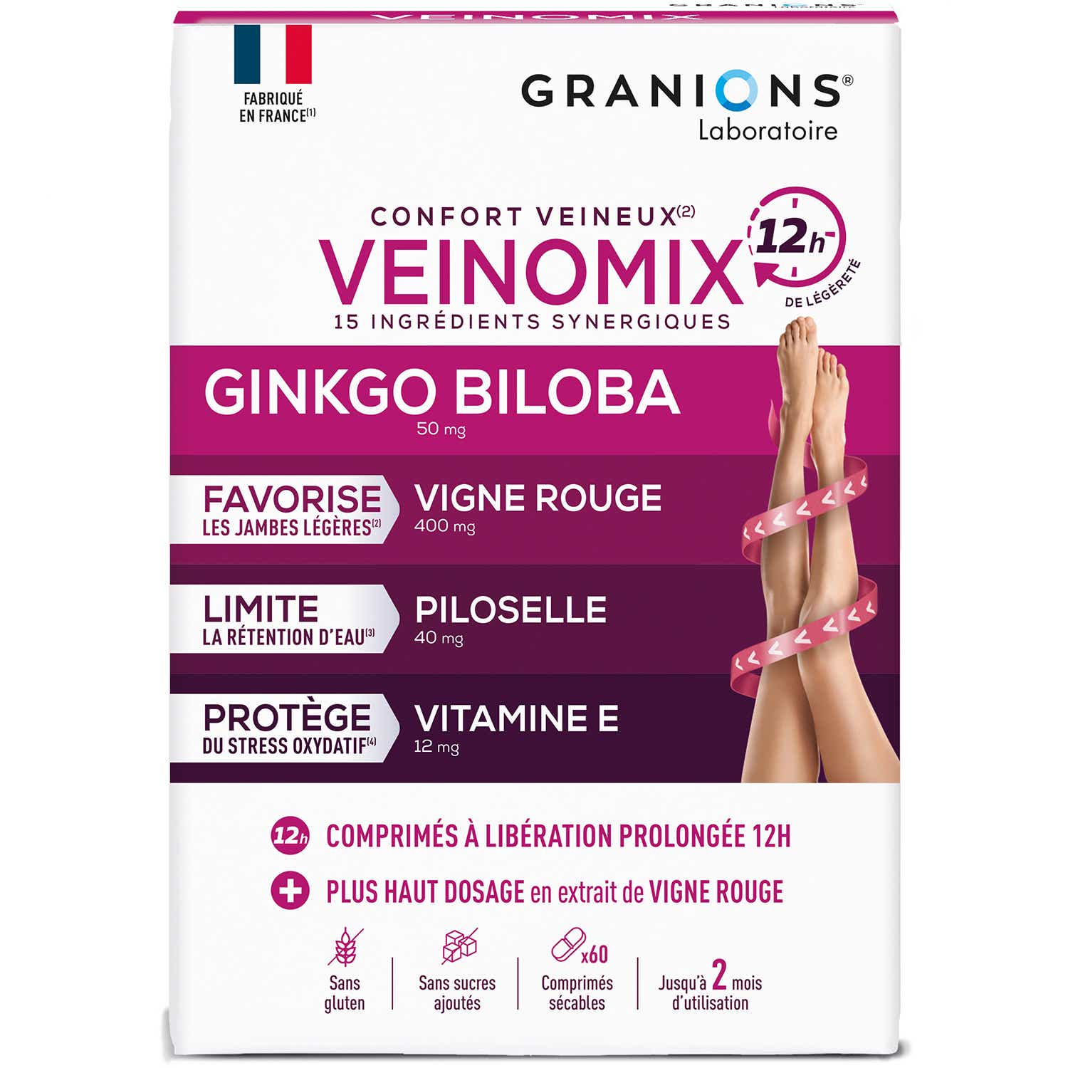 LABORATOIRE DES GRANIONS VEINOMIX 60 COMPRIMES