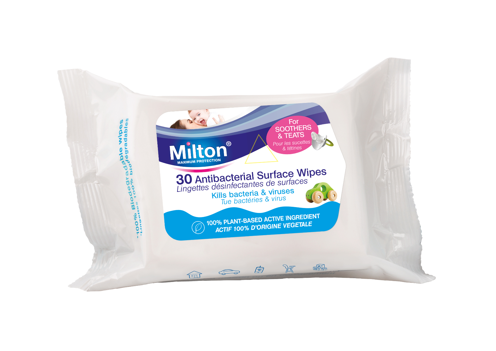 LABORATOIRE MILTON LINGETTES DESINFECTANTES DE SURFACE 30 LINGETTES