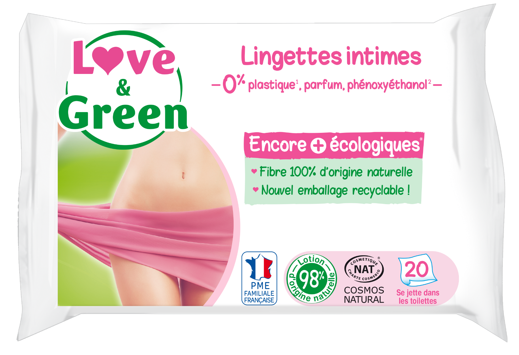 LINGETTES INTIMES APAISANTES ECOLOGIQUES 20 LINGETTES
