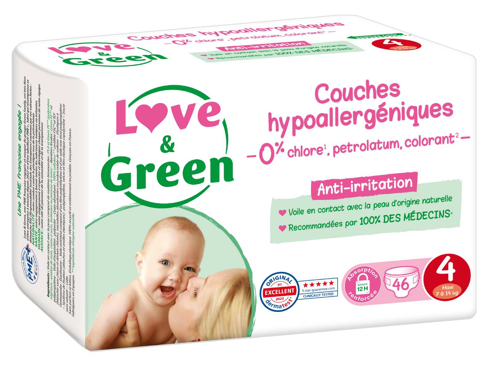 LOVE GREEN COUCHES HYPOALLERGENIQUES T4 46 UNITES