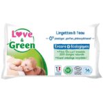 LOVE GREEN LINGETTES A L EAU 56 UNITES