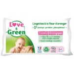 LOVE GREEN LINGETTES HYPOALLERGENIQUES A LA FLEUR D ORANGER BIO 64 UNITES