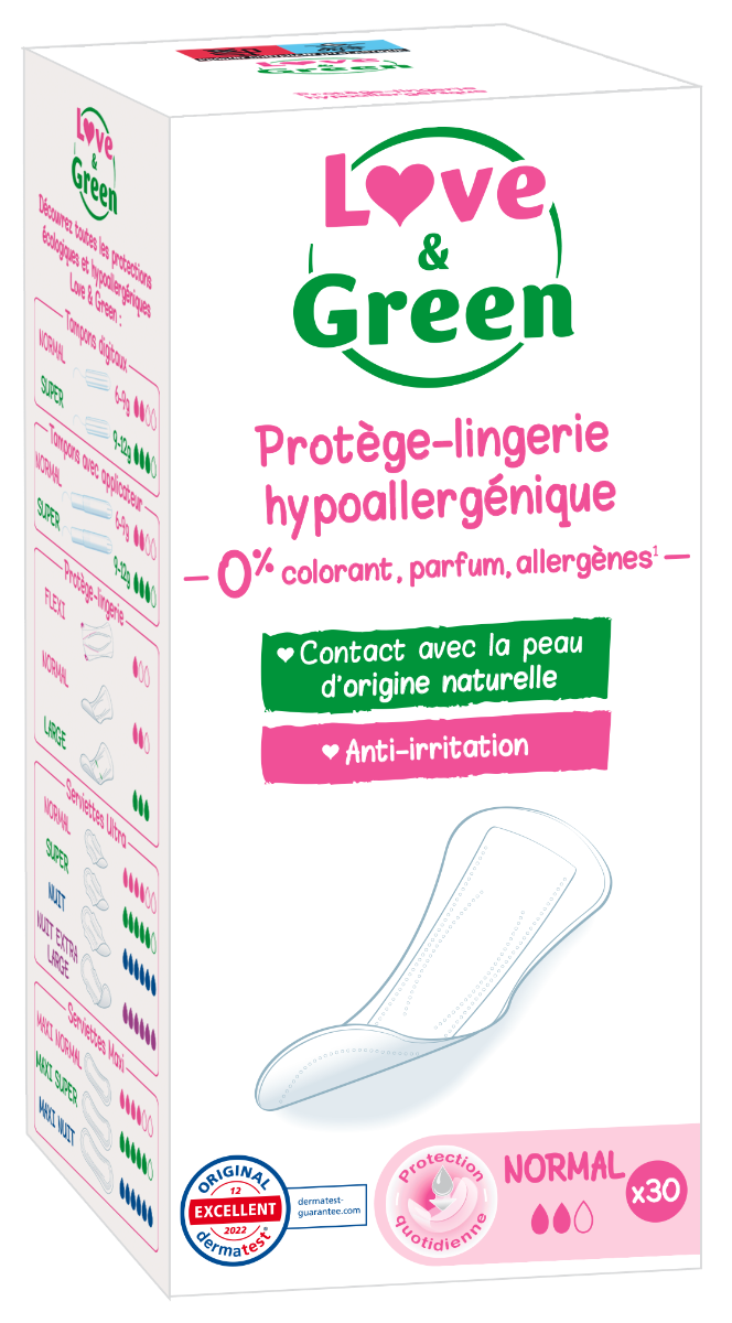 LOVE GREEN PROTEGE SLIPS HYPOALLERGENIQUES ANTI IRRITATION 30 UNITES