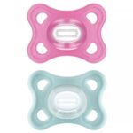 MAM SUCETTE ORTHODONTIQUE COMFORT COULEUR ROSE ET TURQUOISE DE 2 A 6 MOIS LOT DE 2 SUCETTES