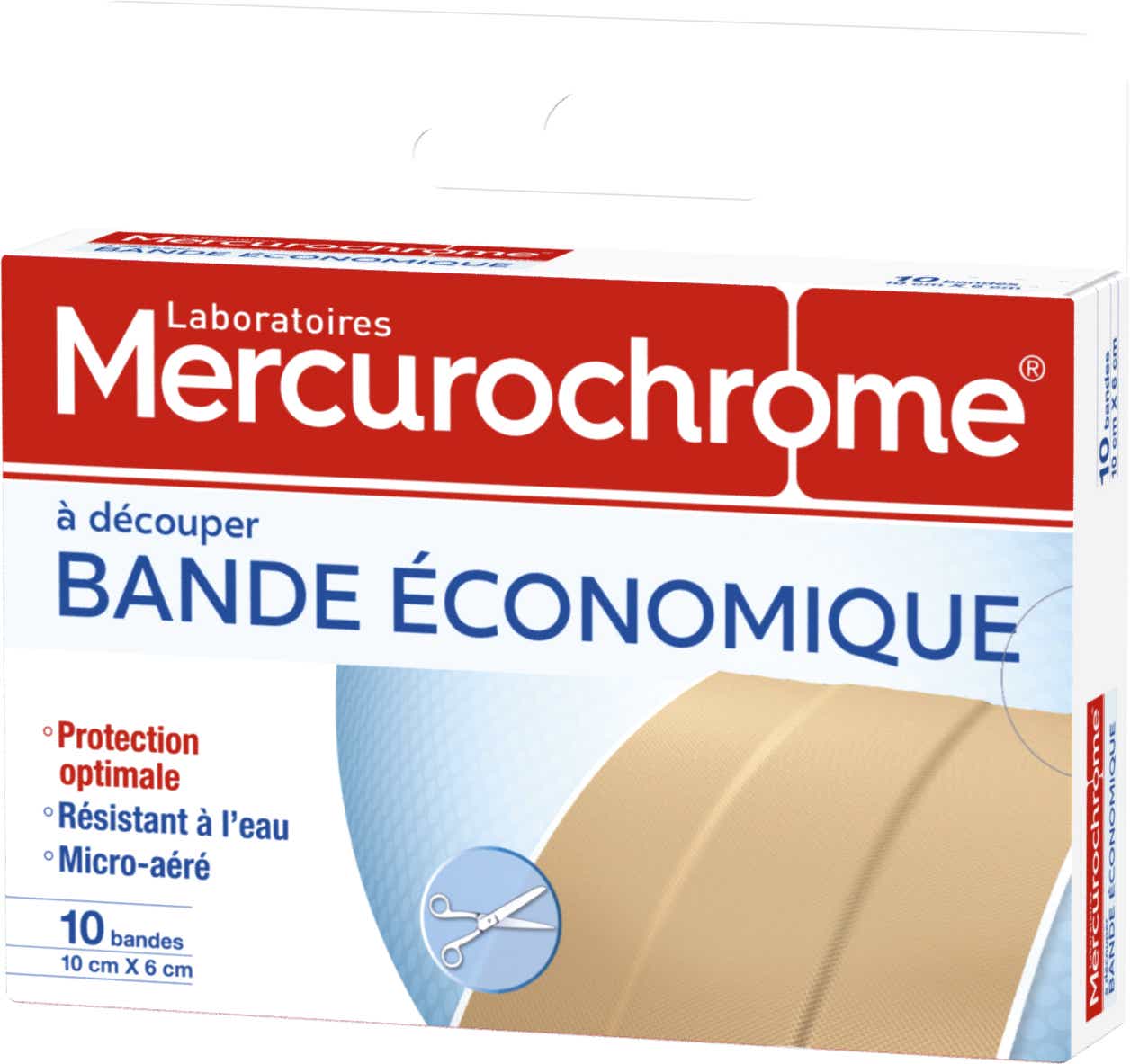 MERCUROCHROME PANSEMENTS BANDES ECONOMIQUES 10 BANDES DE 6X10 CM