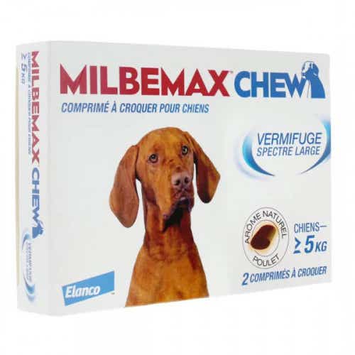 MILBEMAX VERMIFUGE SPECTRE LARGE CHIEN 5KG ET PLUS 2 COMPRIMES