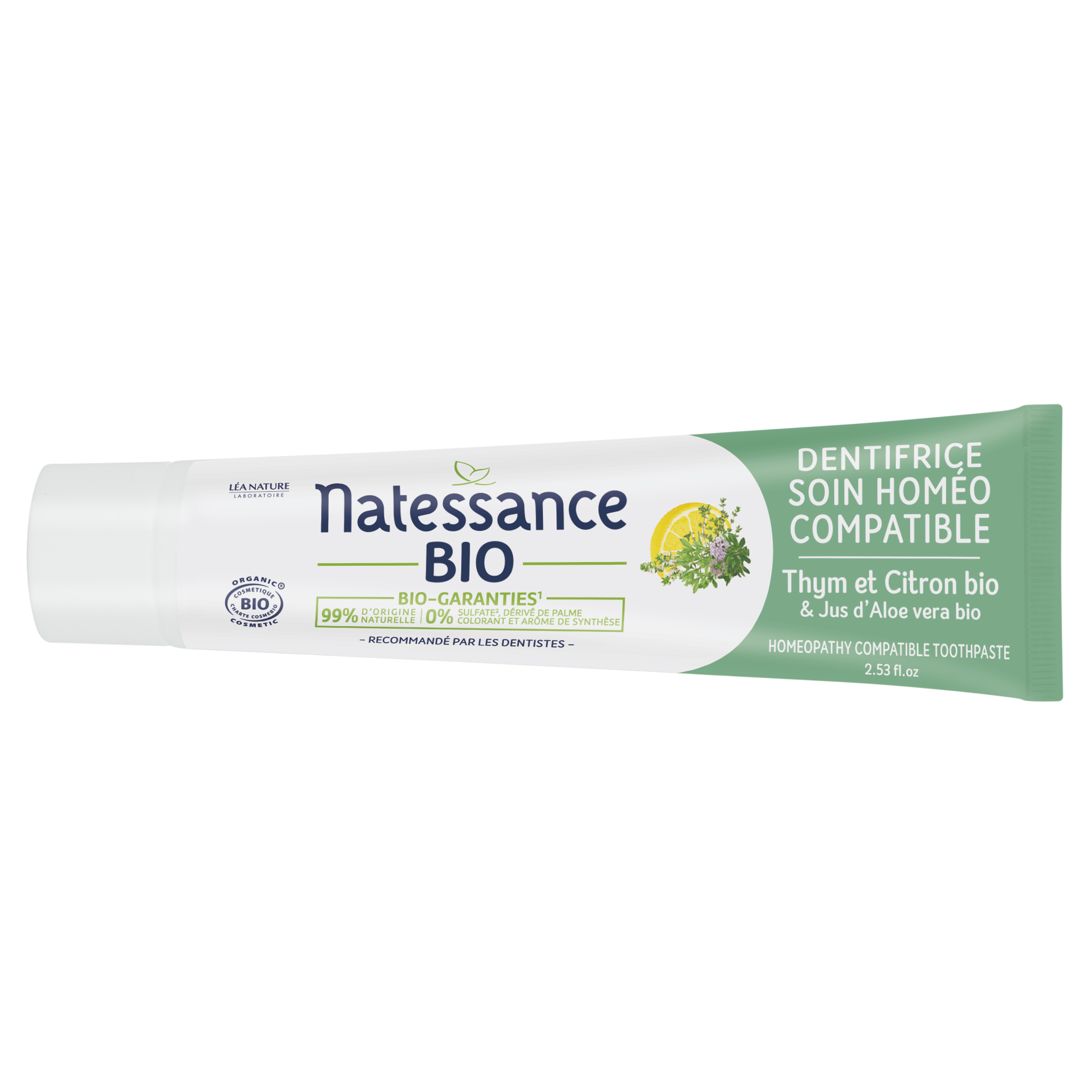 NATESSANCE DENTIFRICE SOIN HOMEO COMPATIBLE THYM BIO 75ML