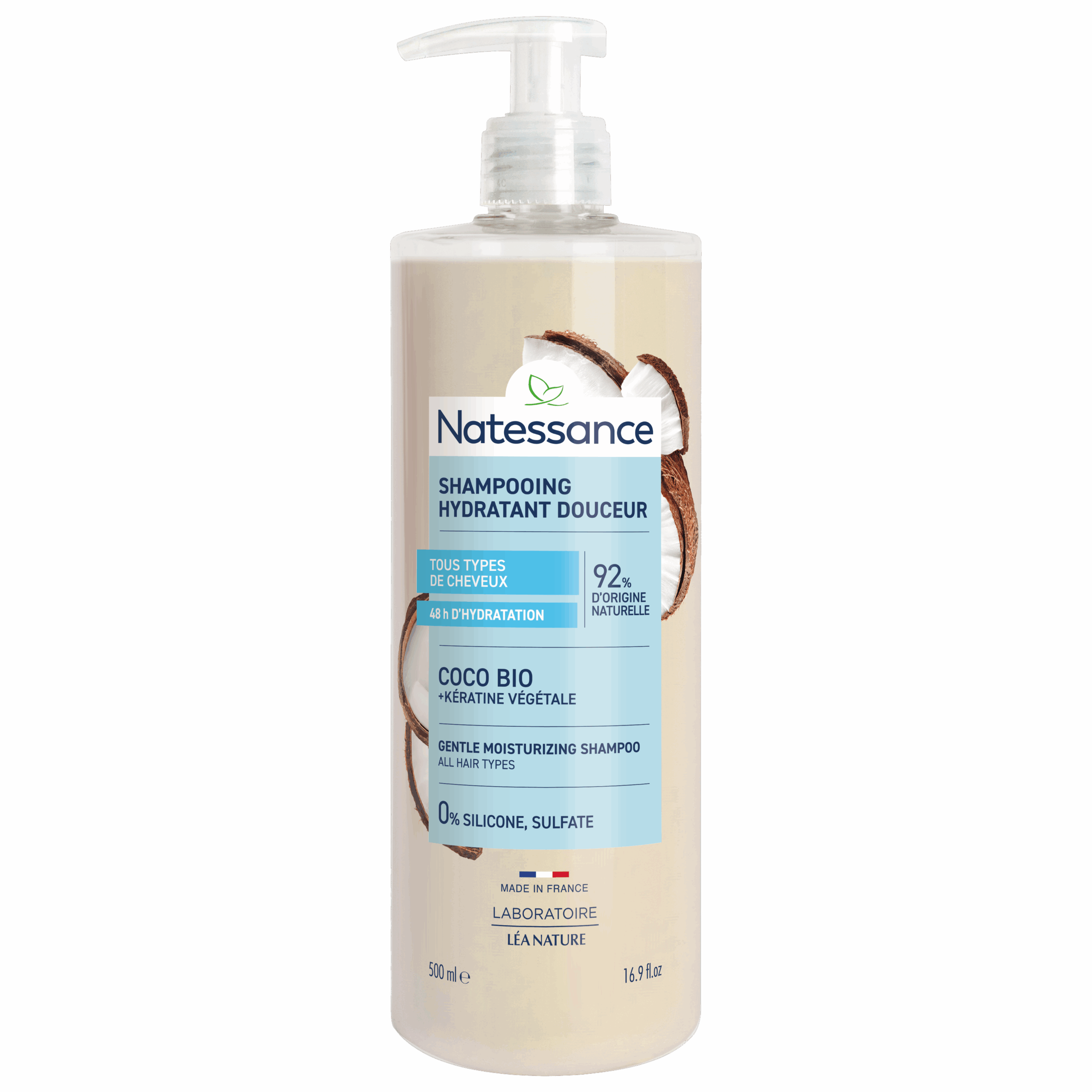 NATESSANCE SHAMPOING EXTRA DOUX COCO BIO ET KERATINE VEGETALE 500ML