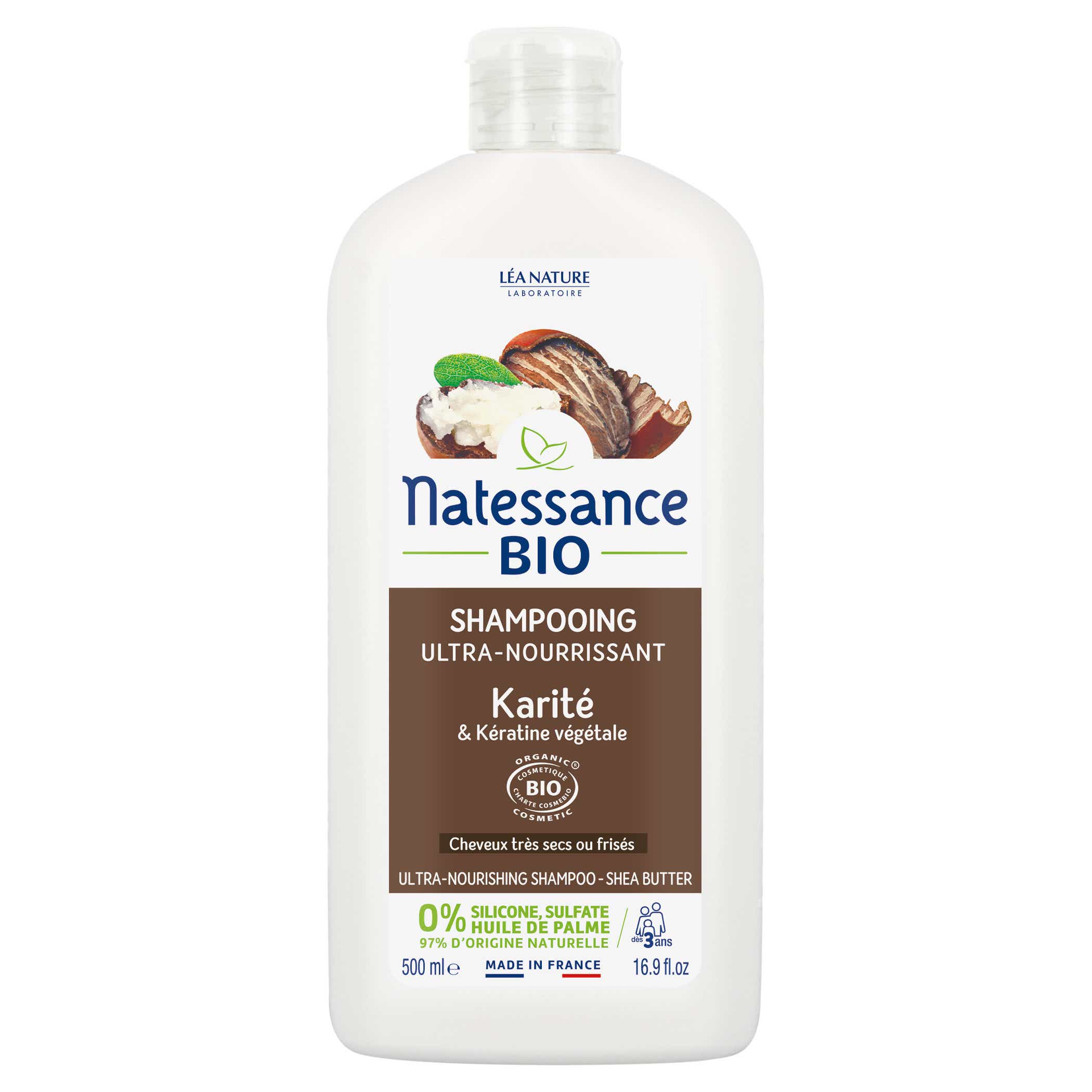 NATESSANCE SHAMPOING ULTRA NOURRISSANT BIO ET KERATINE VEGETALE 500ML