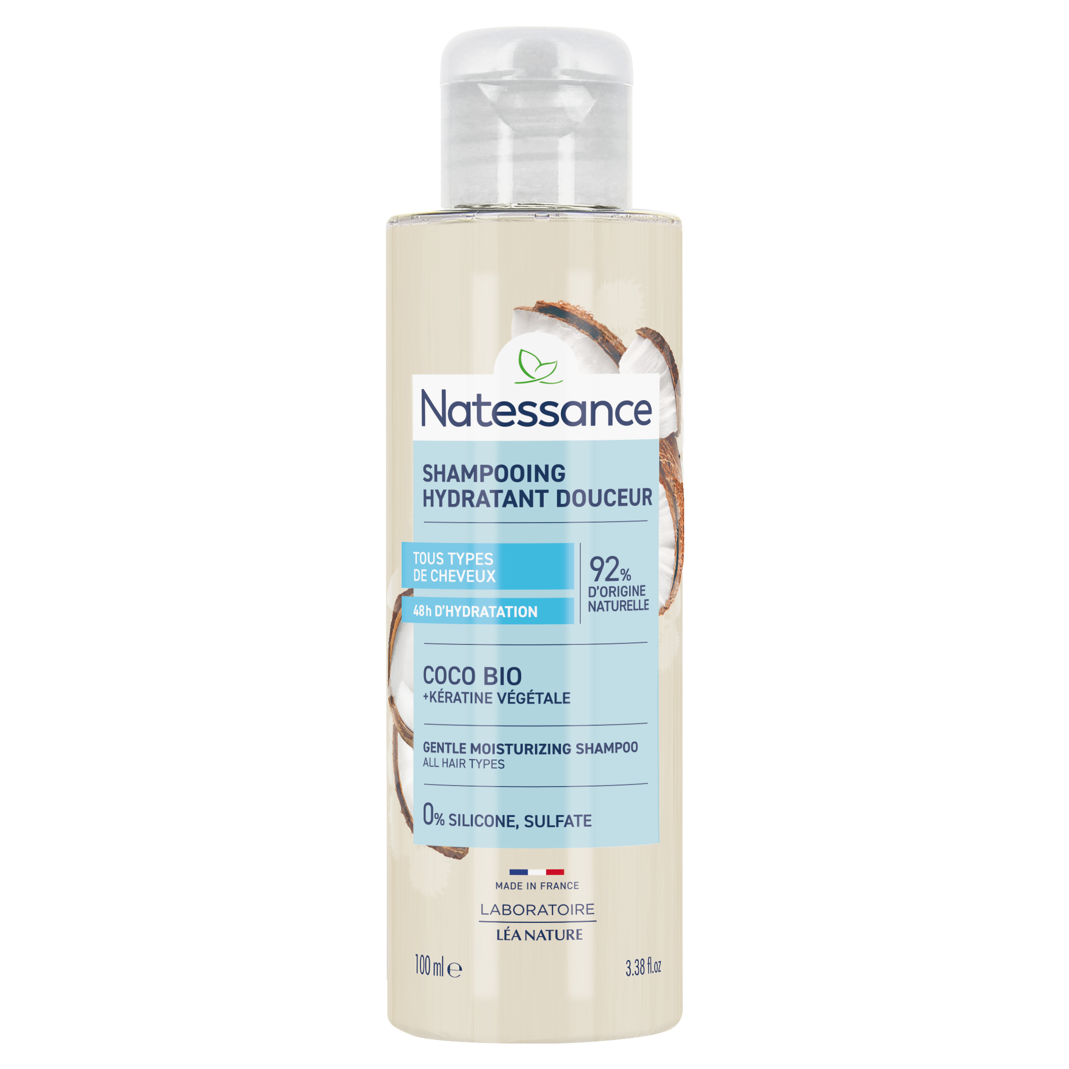 NATESSANCE SHAMPOOING EXTRA DOUX COCO ET KERATINE VEGETALE 100ML