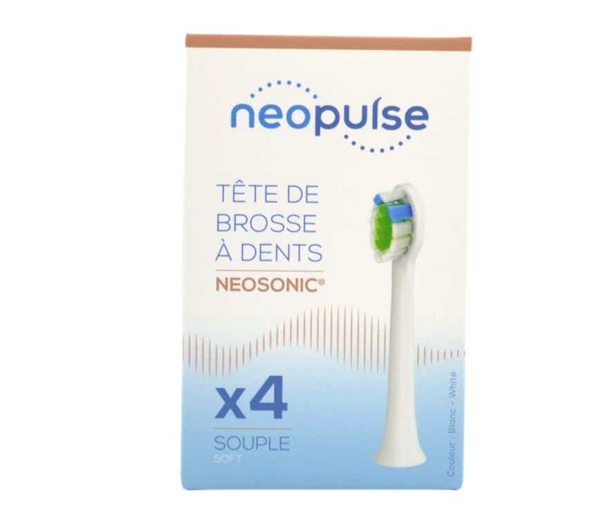 NEOSONIC TETE DE BROSSE A DENTS BLANCHE SOUPLE 4 UNITES
