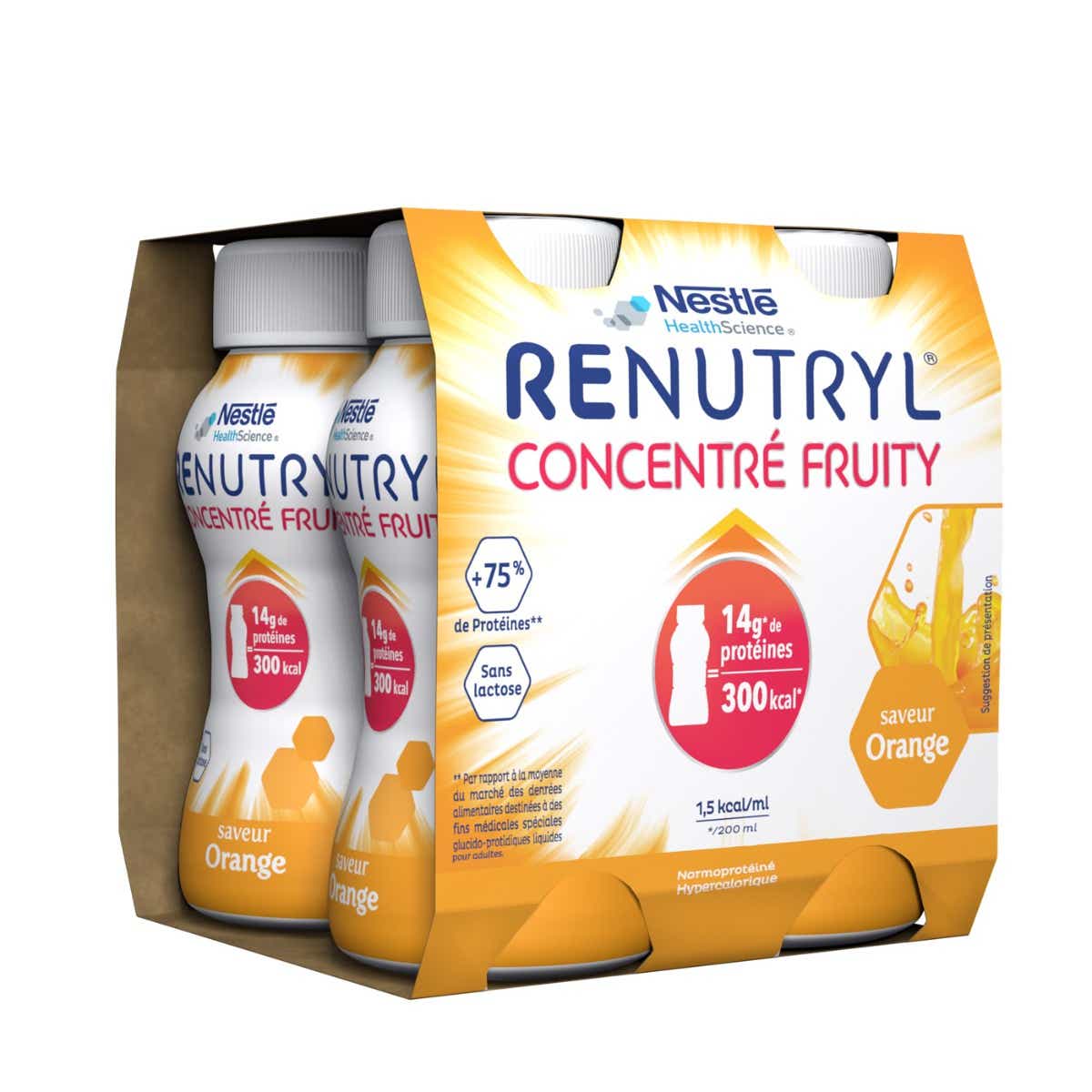 NESTLE HEALTH SCIENCE RENUTRYL CONCENTRE FRUITY SAVEUR ORANGE 4X200ML