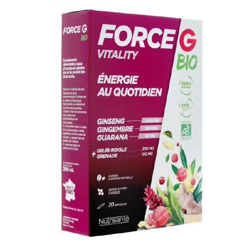NUTRISANTE FORCE G VITALITY ENERGIE AU QUOTIDIEN BIO 20 AMPOULES