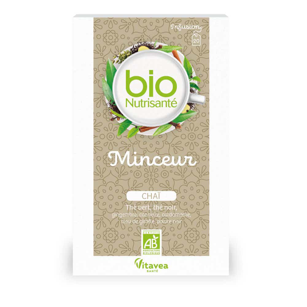 NUTRISANTE INFUSION BIO MINCEUR CHAI THE VERT ET THE NOIR 20 SACHETS