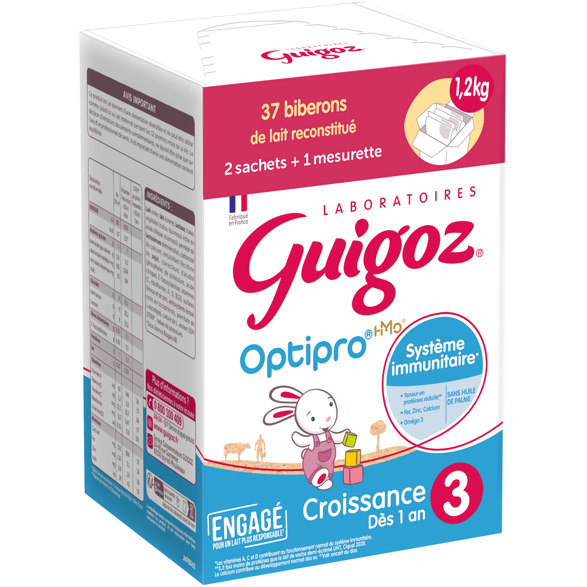 OPTIPRO LAIT CROISSANCE DES 1 AN 1 2KG