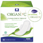 ORGANYC SERVIETTES HYGIENIQUES FLUX NORMAL COTON BIO 10 SERVIETTES