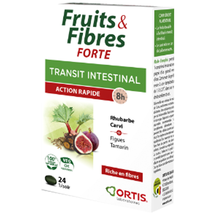 ORTIS TRANSIT INTESTINAL FRUITS FIBRE FORTE ACTION RAPIDE 24 COMPRIMES