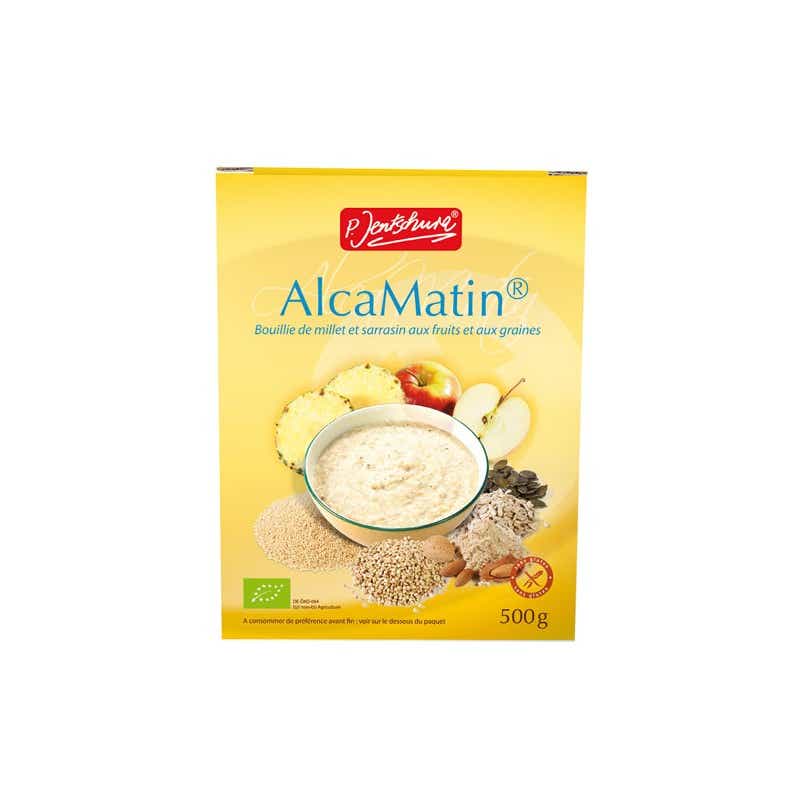 P JENTSCHURA ALCAMATIN BOUILLIE DE MILLET ET DE SARRASIN AUX FRUITS ET AUX GRAINES 500GR