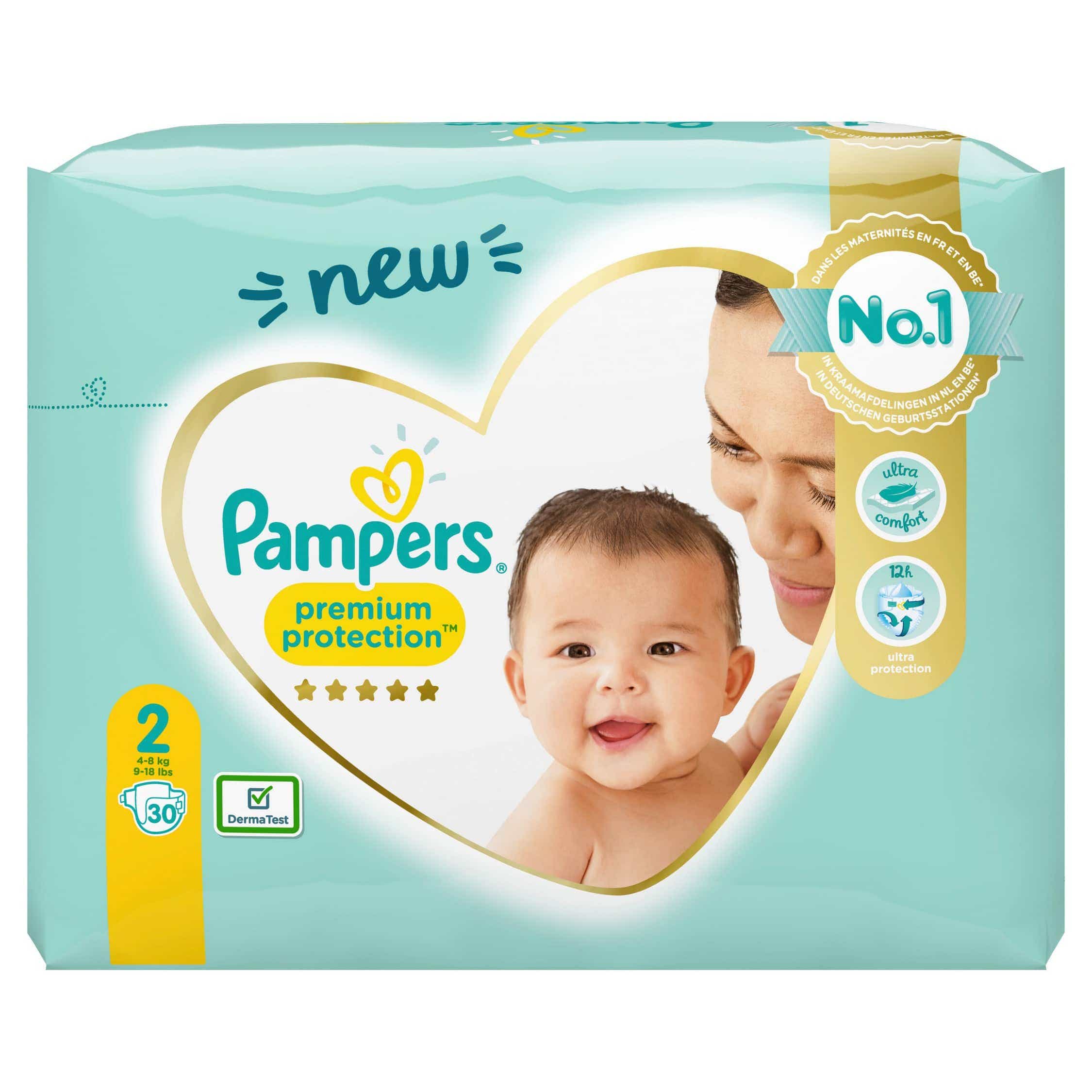 PAMPERS PREMIUM PROTECTION COUCHES T2 4 8 KG 30 UNITES