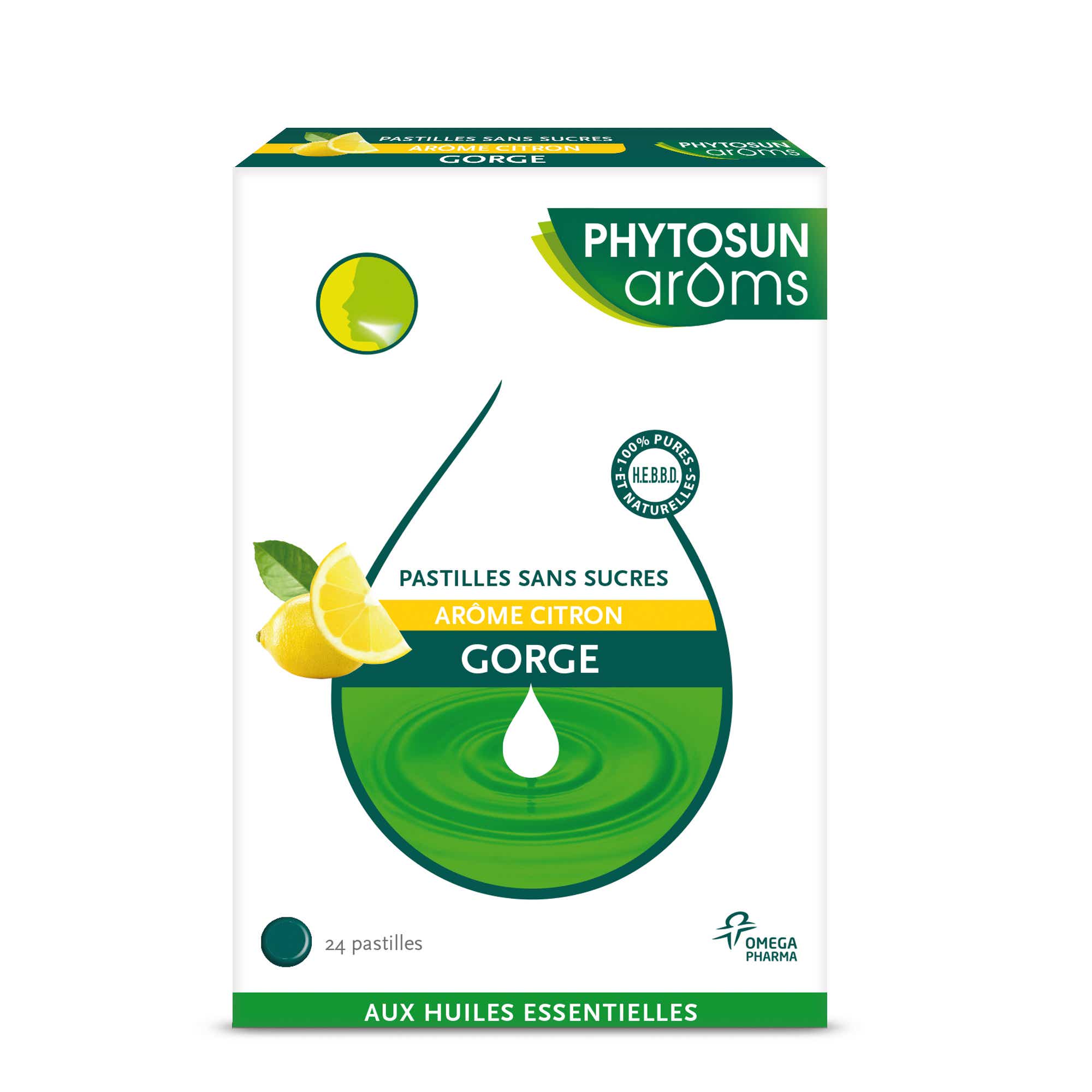PHYTOSUN AROMS ESCULAPE PASTILLES GORGE CITRON AUX HUILES ESSENTIELLES 24 UNITES