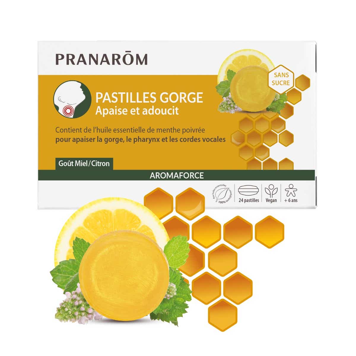 PRANAROM PASTILLES MIEL CITRON SANS SUCRE 24 PASTILLES
