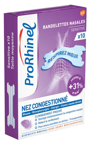 PRORHINEL BANDELETTES NASALES SENSITIVE 10 UNITES