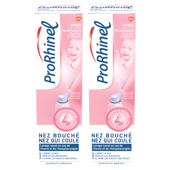PRORHINEL SPRAY NASAL NOURRISSONS ET JEUNES ENFANTS 2 FLACONS DE 100ML