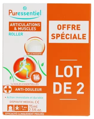PURESSENTIEL ARTICULATIONS ROLLER AUX 14 HUILES ESSENTIELLES DUO 2X75ML