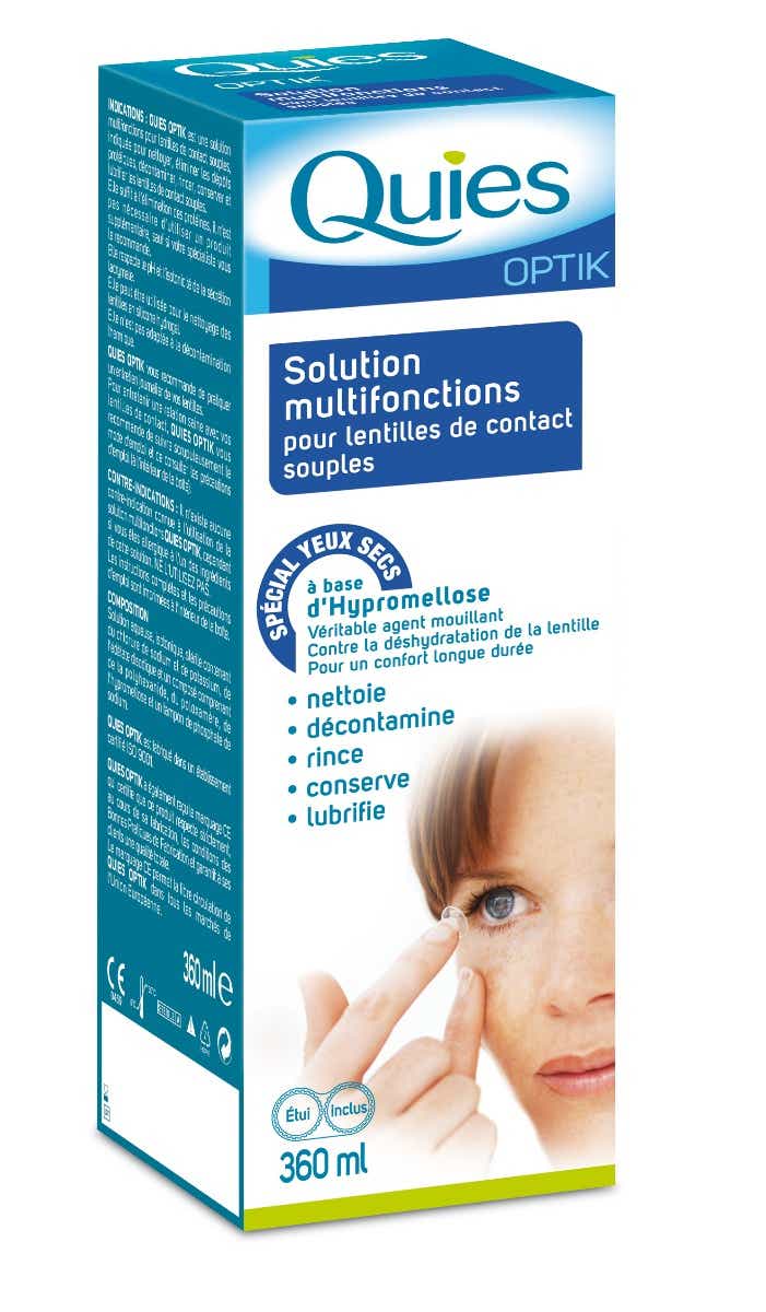 QUIES OPTIK SOLUTION MULTIFONCTIONS LENTILLES DE CONTACT SOUPLES 360 ML