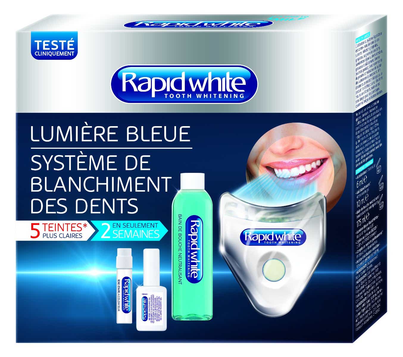 RAPID WHITE LUMIERE BLEUE SYSTEME DE BLANCHIMENT DES DENTS