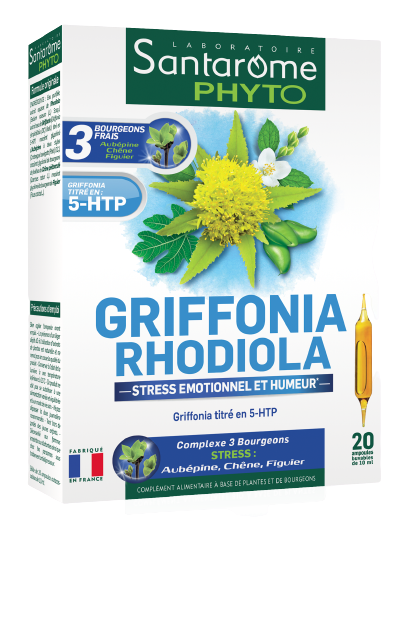 SANTAROME GRIFFONIA RHODIOLA STRESS EMOTIONNEL 20 AMPOULES