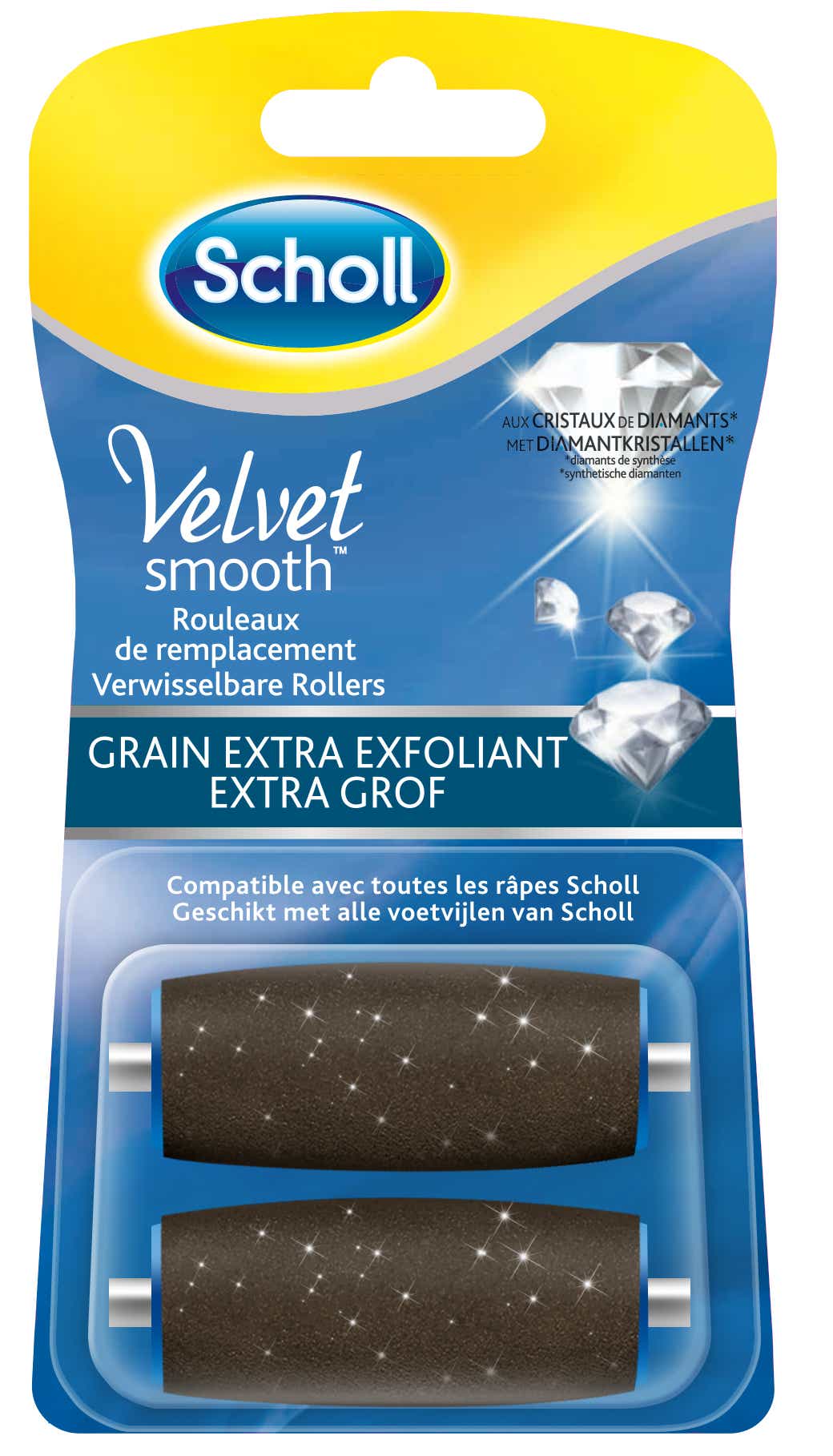 SCHOLL ROULEAUX DE REMPLACEMENT VELVET SMOOTH GRAIN ULTRA EXFOLIANT 2 UNITES