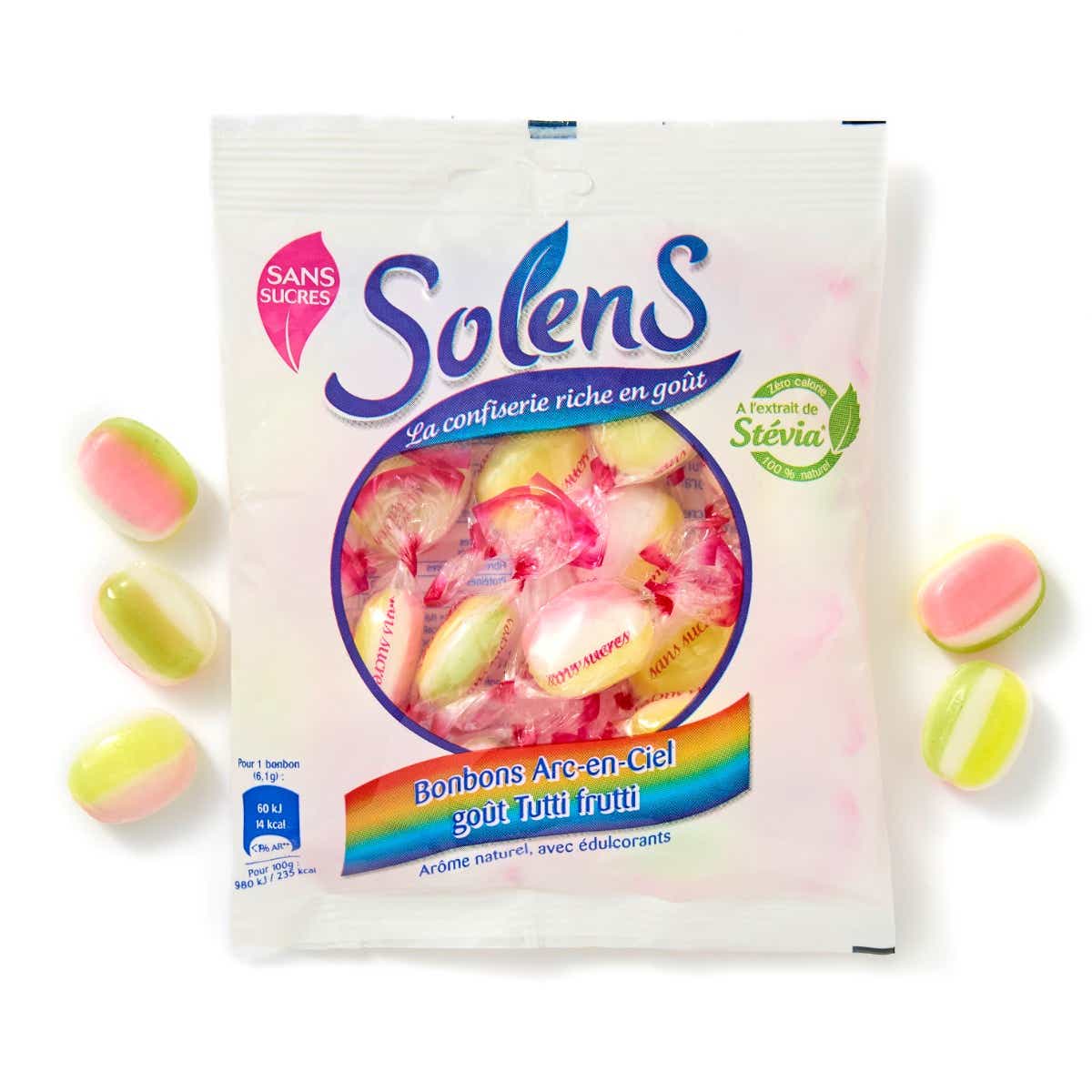 SOLENS BONBONS ARC EN CIEL SANS SUCRES 100G