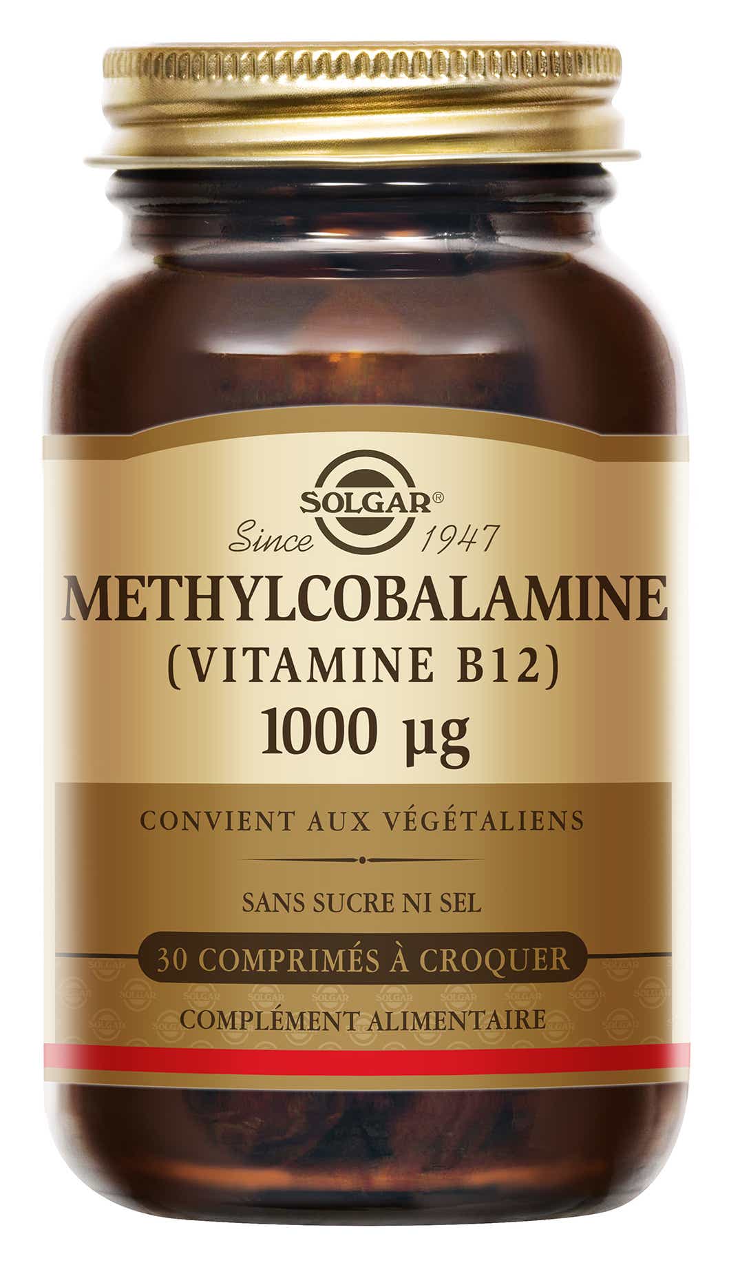 SOLGAR METHYLCOBALAMINE VITAMINE B12 1000 G 30 COMPRIMES A CROQUER