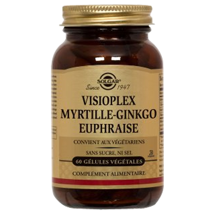 SOLGAR VISIOPLEX MYRTILLE GINGKO EUPHRAISE 60 GELULES VEGETALES