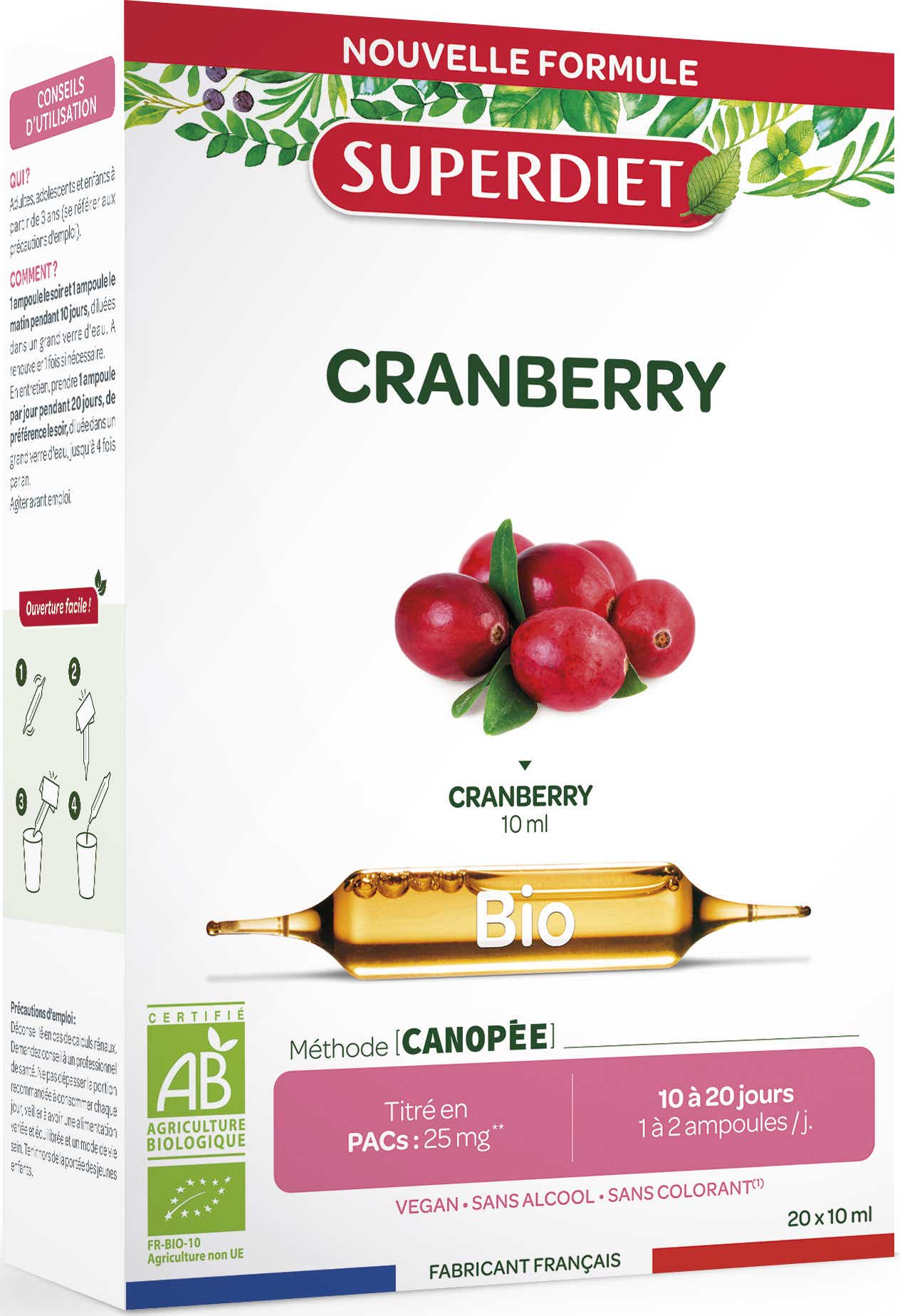 SUPERDIET CRANBERRY BIO 20 AMPOULES DE 15 ML