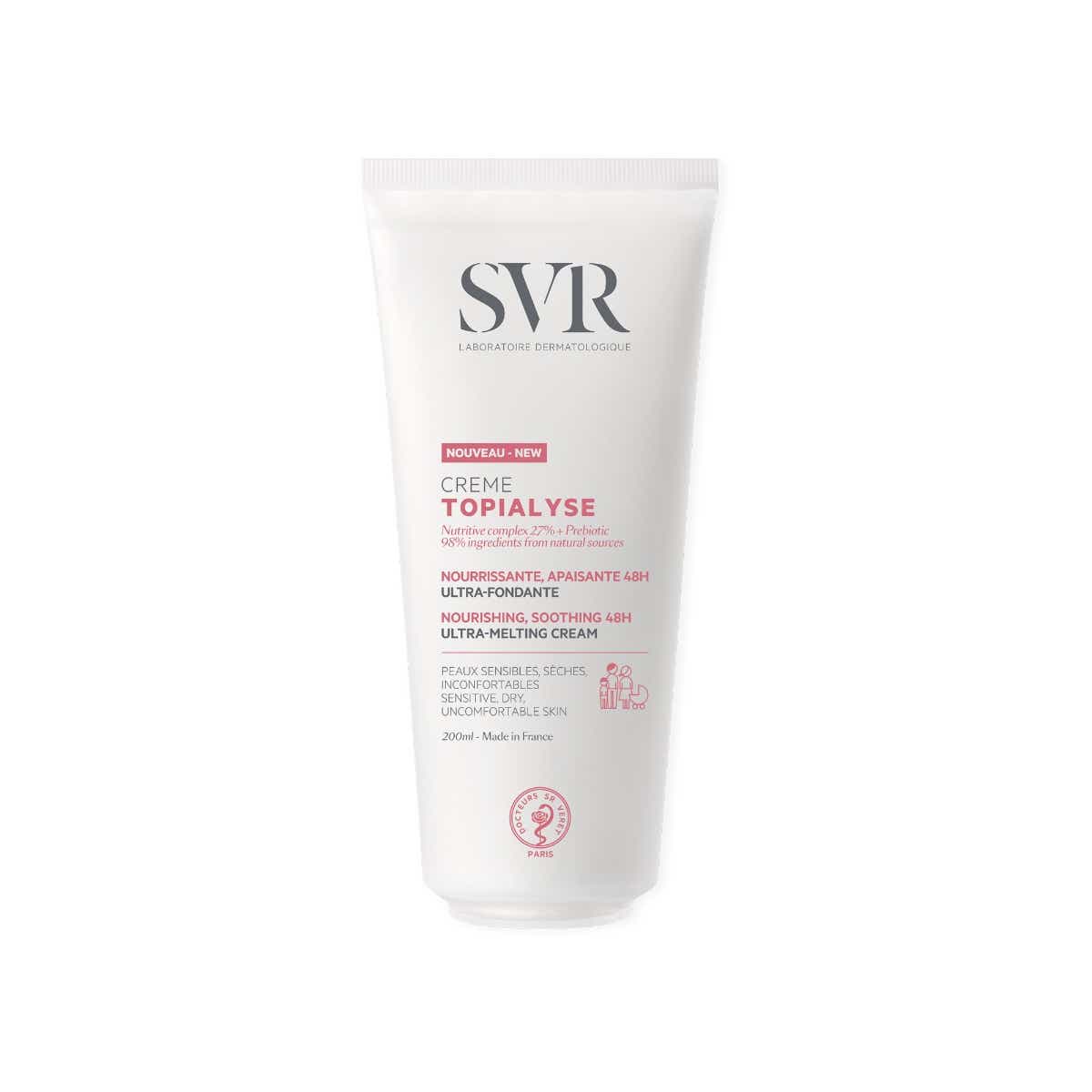 SVR TOPIALYSE CREME NOURRISSANTE APAISANTE 48H VISAGE ET CORPS PEAUX SECHES 200ML