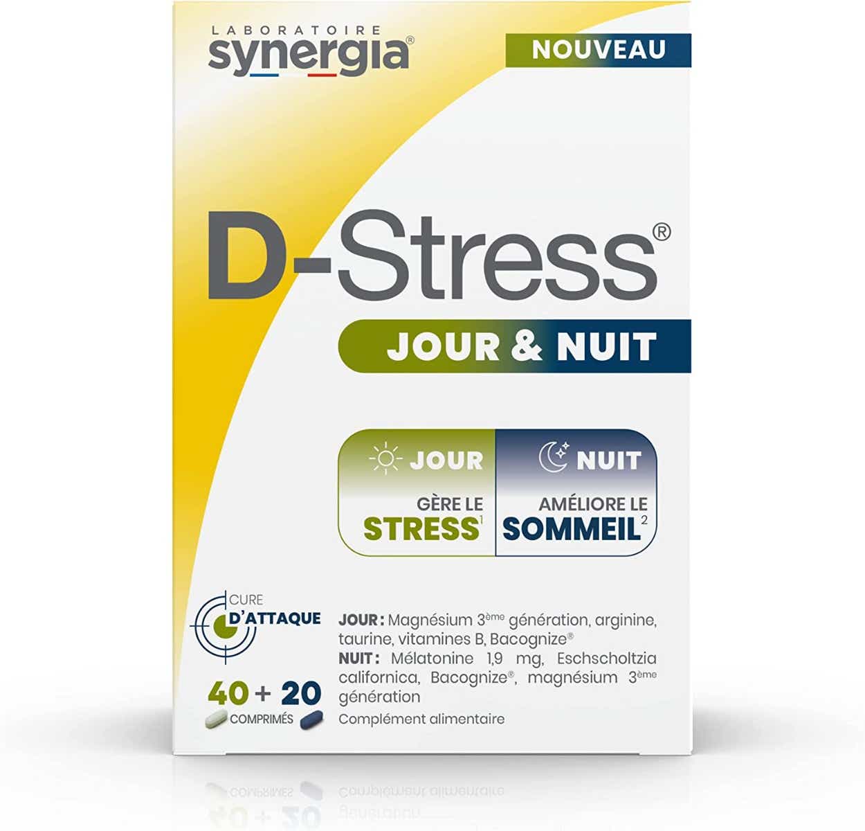 SYNERGIA D STRESS JOUR NUIT 40 COMPRIMES JOUR 20 COMPRIMES NUIT