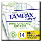 TAMPAX COMPAK COTTON PROTECTION TAMPONS REGULIER AVEC APPLICATEURS COTON BIO 14 TAMPONS