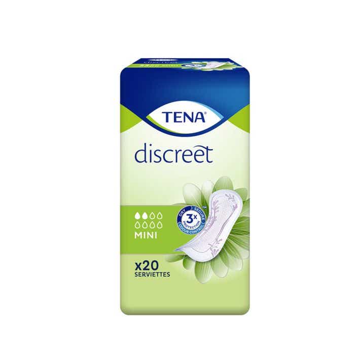 TENA DISCREET SERVIETTES FUITES URINAIRES MINI 20 UNITES