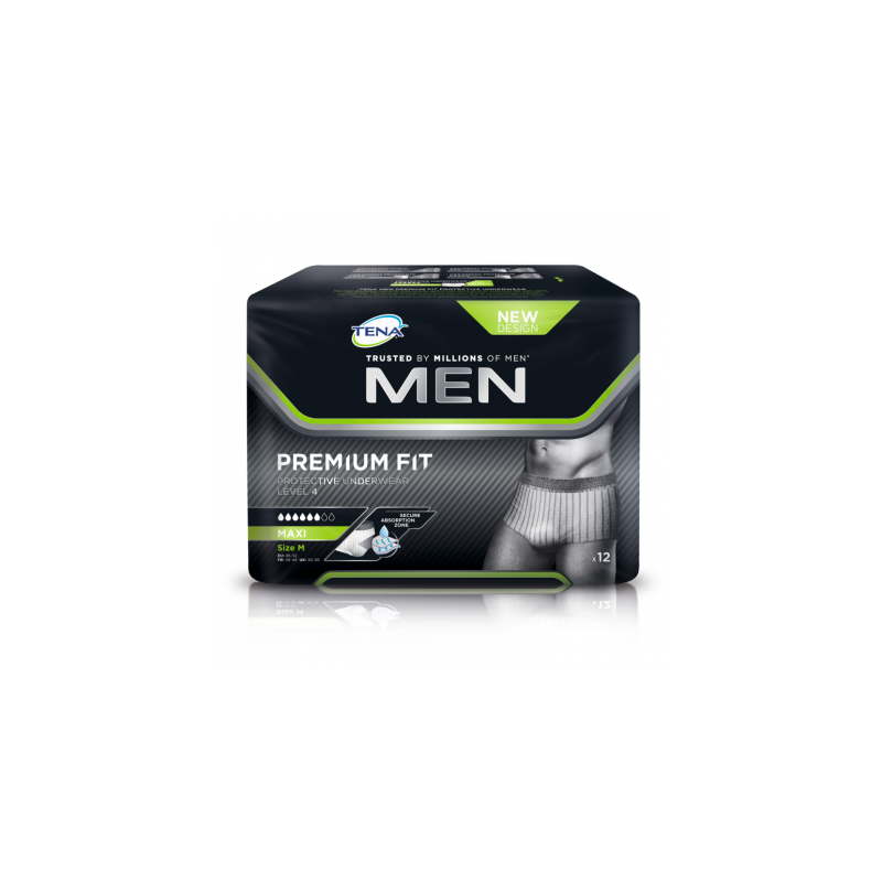 TENA MEN PREMIUM FIT SOUS VETEMENTS ABSORBANTS NIVEAU 4 TAILLE M 12 UNITES