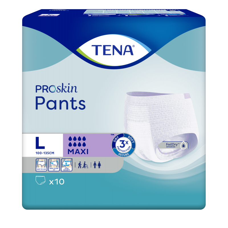 TENA PROSKIN PANTS PROTECTION ABSORBANTE MAXI TAILLE L 10 UNITES