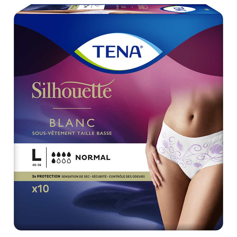 TENA SILHOUETTE PROTECTION ABSORBANTE TAILLE BASSE NORMAL BLANC TAILLE L 10 UNITES