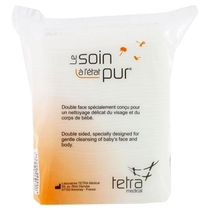 TETRA MEDICAL LE SOIN A L ETAT PUR COTOBLANC BEBE MAXI CARRES DOUCEURS 100 COTON 50 COTONS