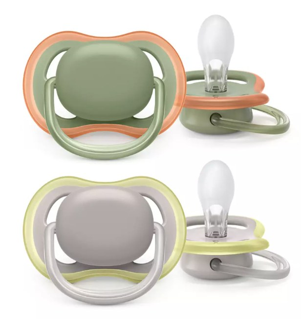 ULTRA AIR SUCETTES ORTHODONTIQUES COULEURS MIXTES VERT ET GRIS DE 6 A 18 MOIS 2 SUCETTES