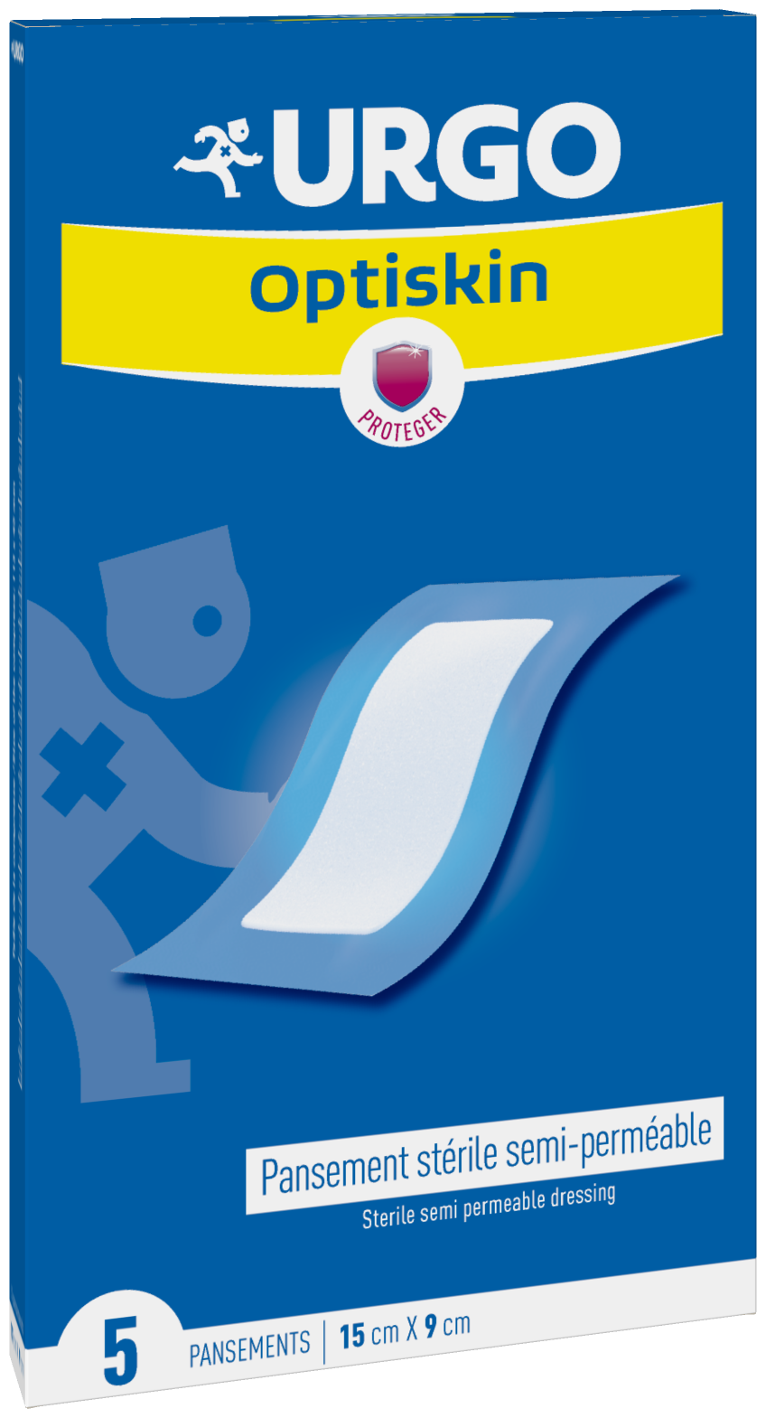 URGO OPTISKIN PANSEMENT STERILE SEMI PERMEABLE 5 UNITES 15 X 9 CM